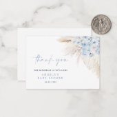 ブルーパンパスグラスボーイベビーシャワーサンキューカード ノートカード (正面/裏面インサイチュ)