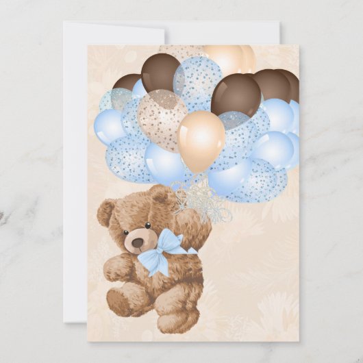 ブルーパンパスグラス我々は赤ちゃんシャワーを待つことができる 招待状 (裏面)