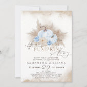 ブルーパンプキンウォーターカラーボホ男の赤ちゃんシャワー 招待状 (正面)