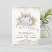 ブルーパンプキンウォーターカラーボホ男の赤ちゃんシャワー 招待状 (スタンド正面)