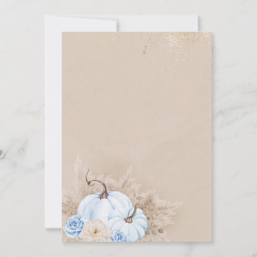 ブルーパンプキンウォーターカラーボホ男の赤ちゃんシャワー 招待状 (裏面)