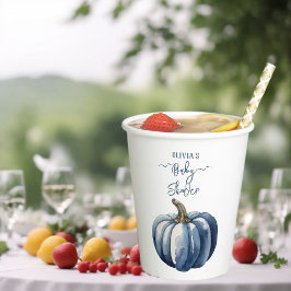 ブルーパンプキンウォーターカラーボホ男の赤ちゃんシャワー 紙コップ