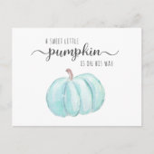 ブルーパンプキンウォーターカラー男の赤ちゃんシャワー インビテーションポストカード (正面)