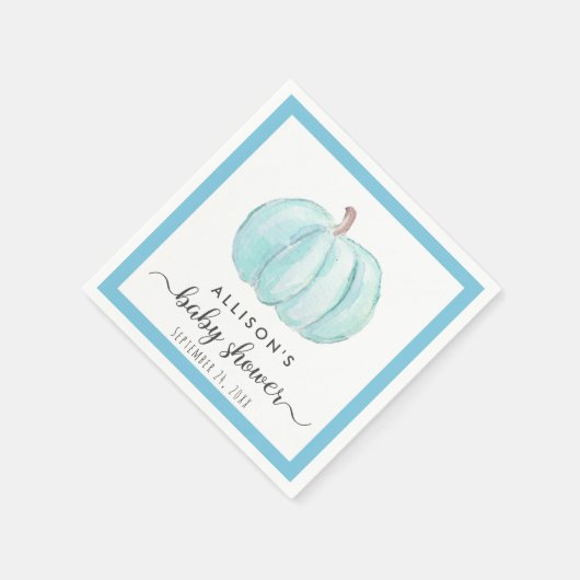 ブルーパンプキンウォーターカラー男の赤ちゃんシャワー スタンダードカクテルナプキン (角)