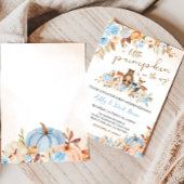 ブルーパンプキンウッドランドベビーシャワー招待状 招待状