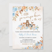 ブルーパンプキンウッドランドベビーシャワー招待状 招待状 (正面)