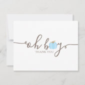 ブルーパンプキンオボーイベビーシャワー秋ありがとう サンキューカード (正面)