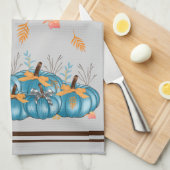 ブルーパンプキンスグレーキッチンタカラフルオル キッチンタオル (四つ折り)