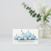 ブルーパンプキンスファームQRコードスキャン可能な水色 名刺 (スタンド正面)