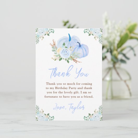 ブルーパンプキンスフローラ誕生日パーティー サンキューカード (スタンド正面)