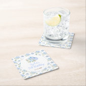 ブルーパンプキンスフローラ誕生日パーティー スクエアペーパーコースター (インサイチュ)