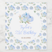 ブルーパンプキンスフローラ誕生日パーティー ワインラベル (シングルラベル)
