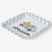 ブルーパンプキントラックギンガムボーイ赤ちゃんシャワー ペーパープレート (傾斜あり)