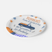 ブルーパンプキントラックパンプキン葉誕生日&ヘイ ペーパープレート (アングル)