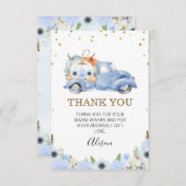 ブルーパンプキントラックベビーシャワーサンキューカード 招待状 (正面/裏面)