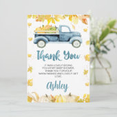 ブルーパンプキントラックベビーシャワーサンキューカード 招待状 (スタンド正面)