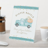 ブルーパンプキントラックモダン秋ベビーシャワーオムツ 台座サイン (インサイチュ)