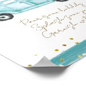 ブルーパンプキントラックモダン秋ベビーシャワーバー ポスター (角)