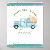ブルーパンプキントラックモダン秋ベビーシャワー賛成 ポスター (正面)