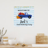 ブルーパンプキントラック歓迎サイン ポスター (キッチン)