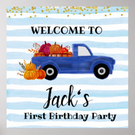 ブルーパンプキントラック歓迎サイン ポスター