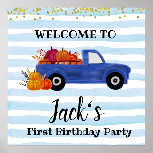 ブルーパンプキントラック歓迎サイン ポスター (正面)