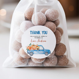 ブルーパンプキントラック誕生日クラシックラウンドステッカー ラウンドシール