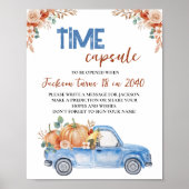 ブルーパンプキントラック誕生日タイムカプセルサイン ポスター (正面)