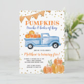 ブルーパンプキントラック誕生日招待状 招待状 (スタンド正面)
