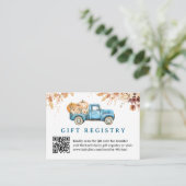 ブルーパンプキントラック赤ちゃんシャワーギフト登録カード エンクロージャーカード (スタンド正面)