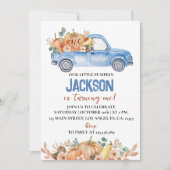 ブルーパンプキントラック1つ目の誕生日 招待状 (正面)