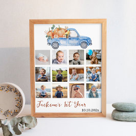 ブルーパンプキントラック1年写真マイルストーンポスター ポスター