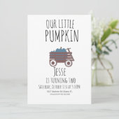 ブルーパンプキンパッチハロウィーンパンプキンワゴン 招待状 (スタンド正面)