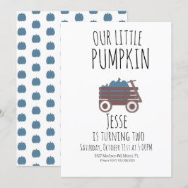 ブルーパンプキンパッチハロウィーンパンプキンワゴン 招待状