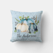 ブルーパンプキンパッチモノグラムファミリー名 クッション (正面)