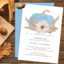 ブルーパンプキンファースト誕生日招待状 招待状