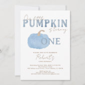 ブルーパンプキンファースト誕生日招待状 招待状 (正面)