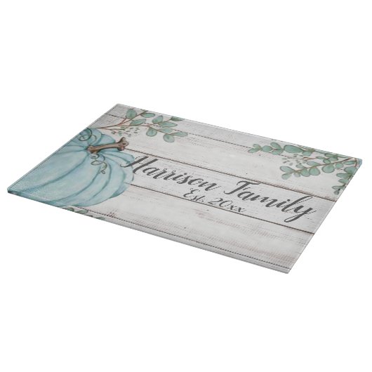 ブルーパンプキンファームハウス秋ファミリーネームイヤーエスト カッティングボード (角)