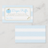 ブルーパンプキンベビーシャワーおむつラッフルチケット エンクロージャーカード (正面/裏面)