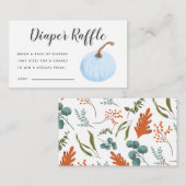 ブルーパンプキンベビーシャワーおむつラッフルチケット エンクロージャーカード (正面/裏面)
