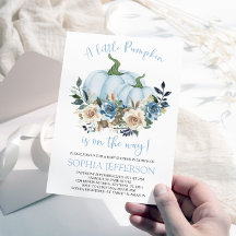 ブルーパンプキンベビーシャワー招待状