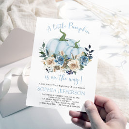 ブルーパンプキンベビーシャワー招待状 招待状