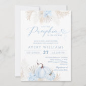 ブルーパンプキンボウボホフローラボーイベビーシャワー 招待状 (正面)