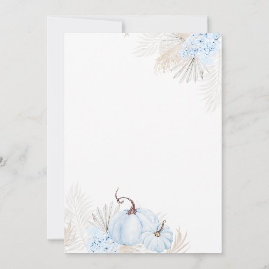 ブルーパンプキンボウボホフローラボーイベビーシャワー 招待状 (裏面)