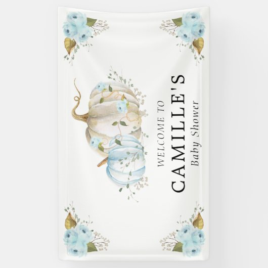 ブルーパンプキンボーイベビーシャワーパーティーバナー 横断幕 (縦)