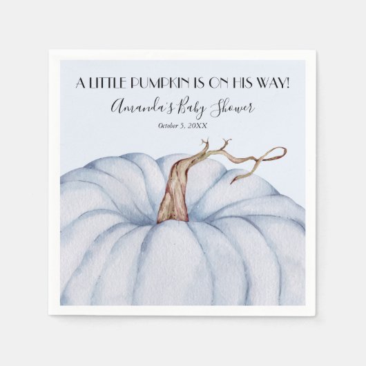 ブルーパンプキンボーイベビーシャワー スタンダードカクテルナプキン (正面)