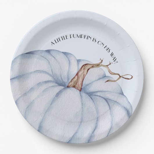 ブルーパンプキンボーイベビーシャワー ペーパープレート (正面)