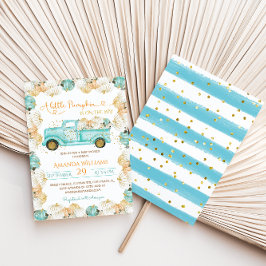 ブルーパンプキンボーイベビーシャワー 招待状