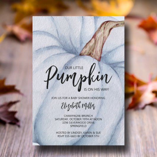 ブルーパンプキンボーイベビーシャワー 招待状
