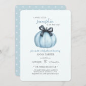 ブルーパンプキン水玉模様ベビーシャワー 招待状 (正面/裏面)